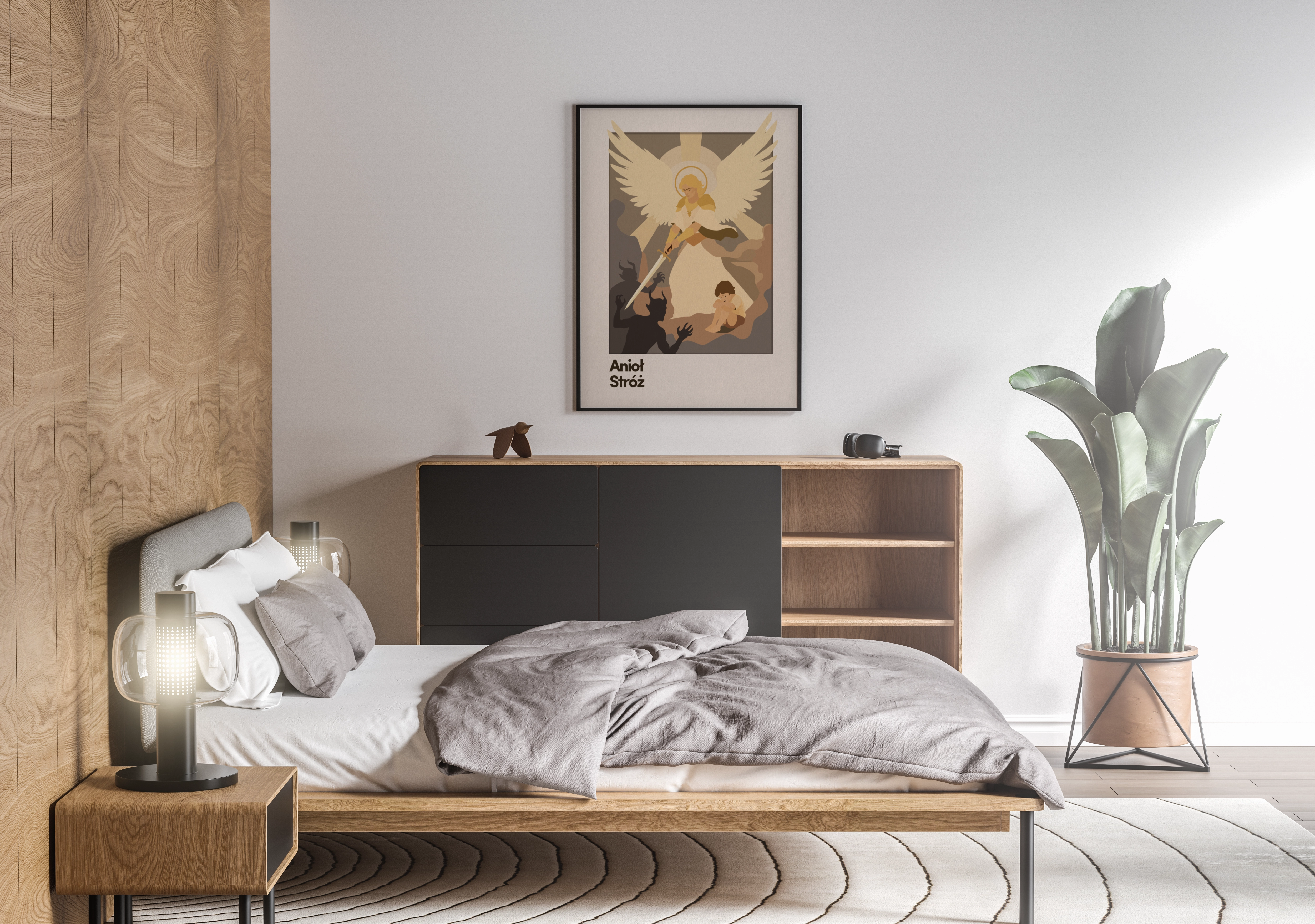 Minimalistyczny plakat Anioł Stróż - Studio na Skale